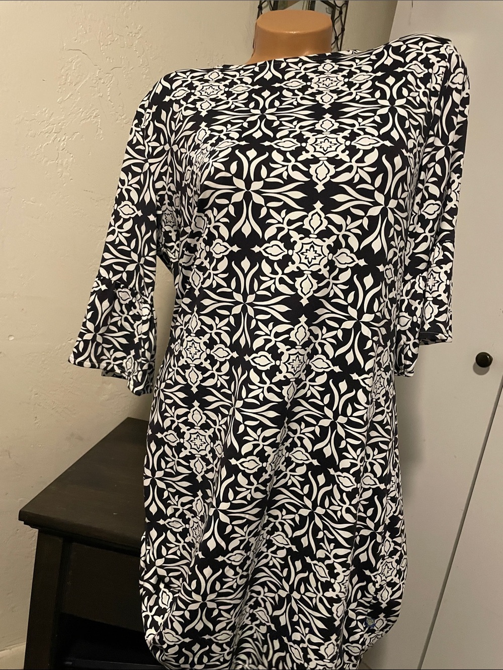 Banana Boat Black & White Floral-Print Midi Dress XXl